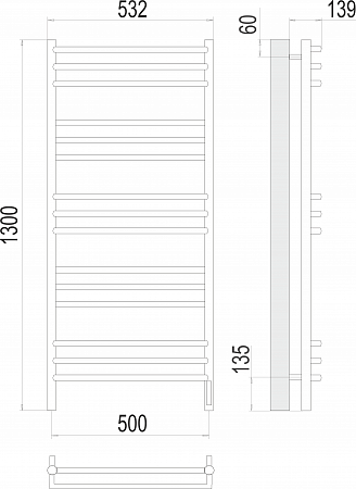 Прато П15 500х1300 электро (sensor quick touch) Полотенцесушитель  TERMINUS Новоалтайск - фото 3