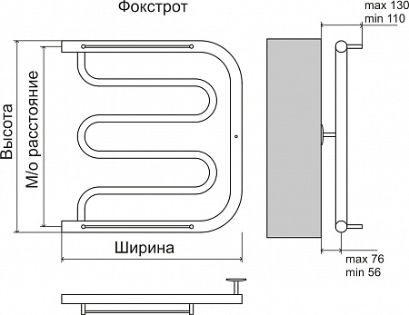 Фокстрот AISI 32х2 600х600 Полотенцесушитель  TERMINUS Новоалтайск - фото 3