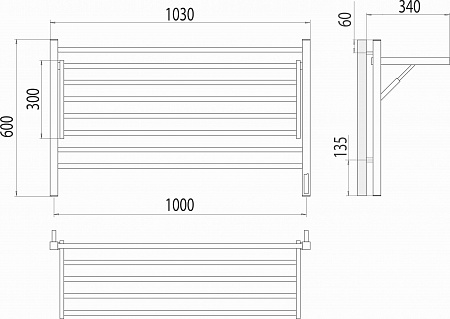 Горизонт П8 1000х600 электро КС ЧЕРНЫЙ МУАР (sensor quick touch) Полотенцесушитель TERMINUS Новоалтайск - фото 5
