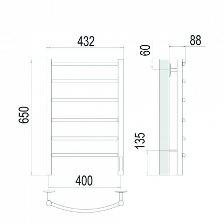 Классик П6 400х650 Электро (quick touch) Полотенцесушитель TERMINUS Сатин Новоалтайск - фото 4 Классик П6 400х650 Электро (quick touch) Полотенцесушитель TERMINUS Сатин Новоалтайск - фото 4